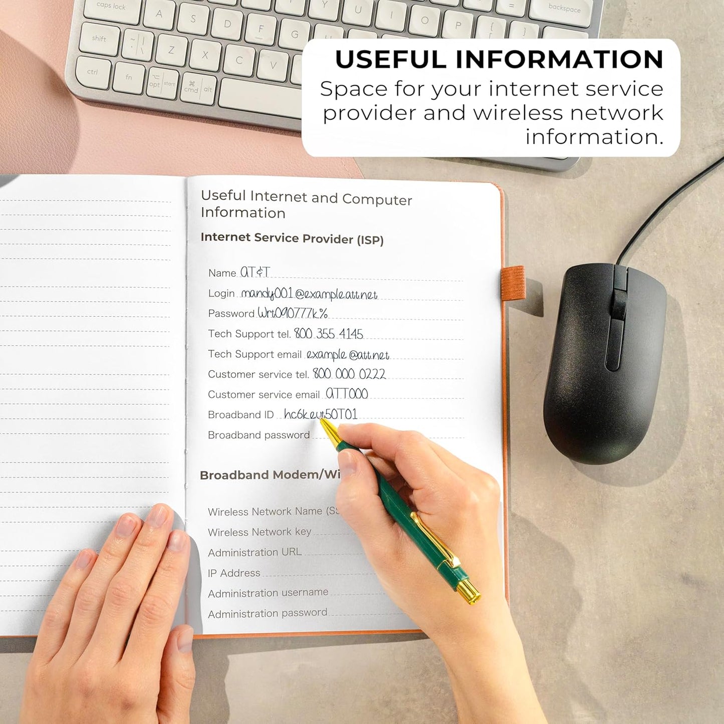 Clever Fox Password Book with alphabetical tabs. Internet Address Organizer Logbook. Large Password Keeper for Website Logins (Orange)