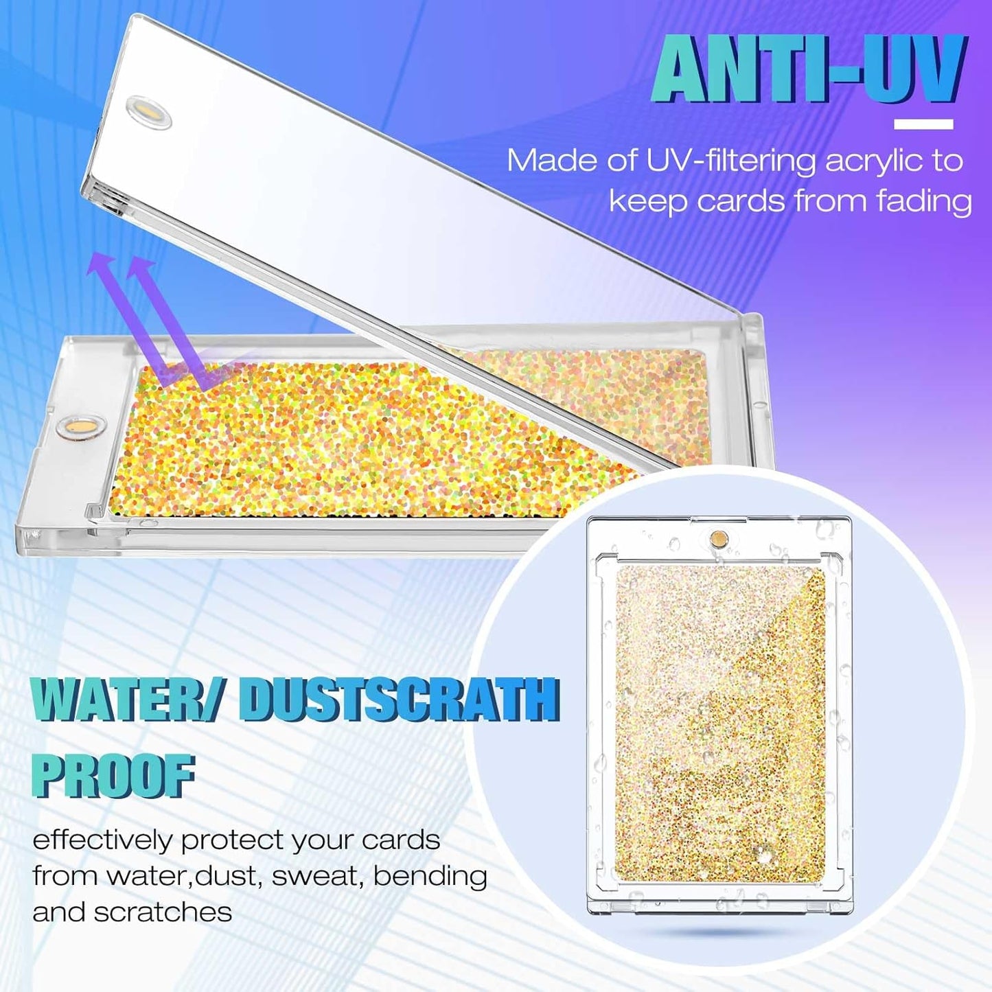 SATINIOR 60 Pcs 100 Pt Magnetic Card Holder, Holder Case Clear Protectors for Thick Baseball Football Hockey Cards