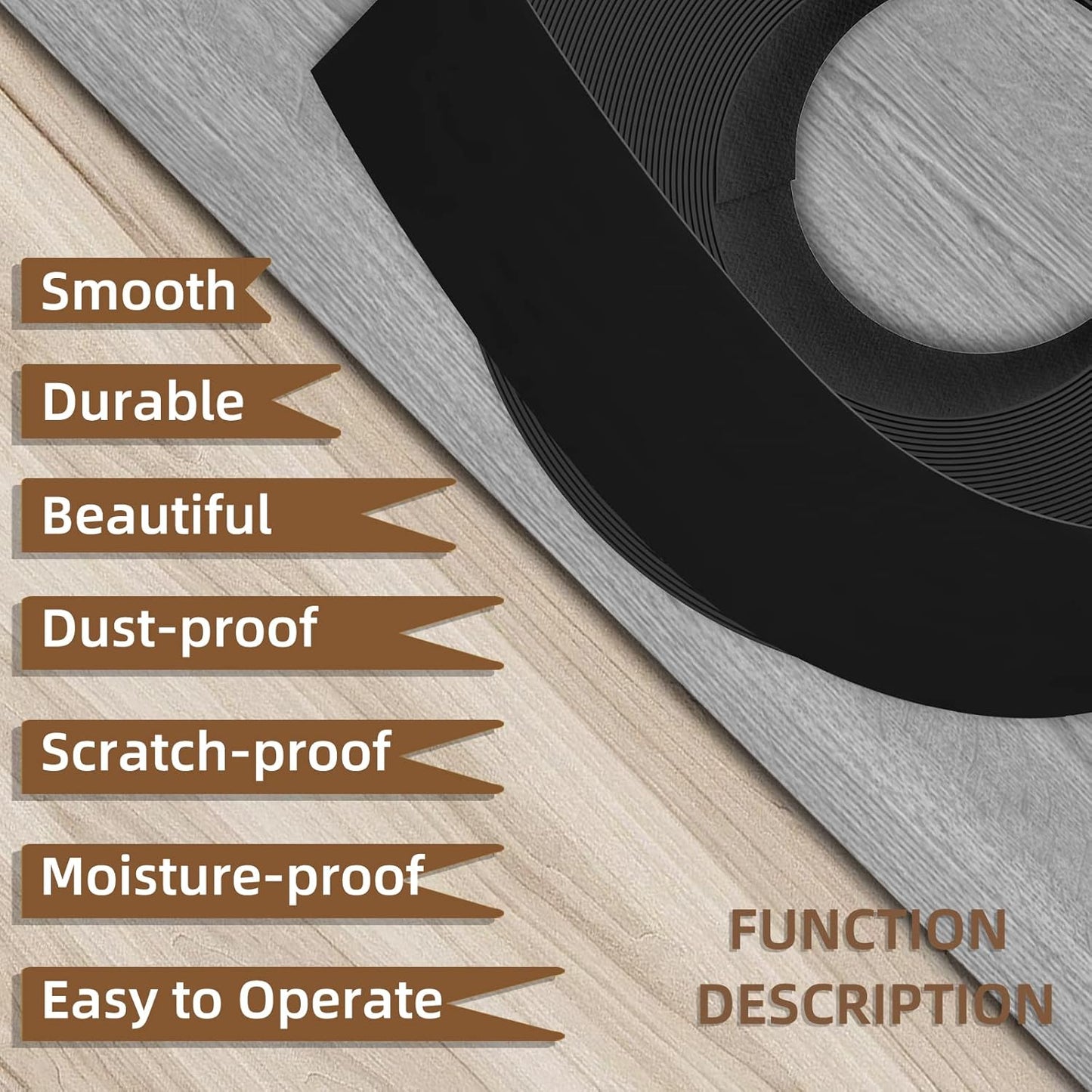 GSCIT Club Black Edge Banding, 7/8 inch x 50ft Melamine Edge Banding with Hot Melt Adhesive Preglued Cabinet Edge Banding Flexible Black Veneer