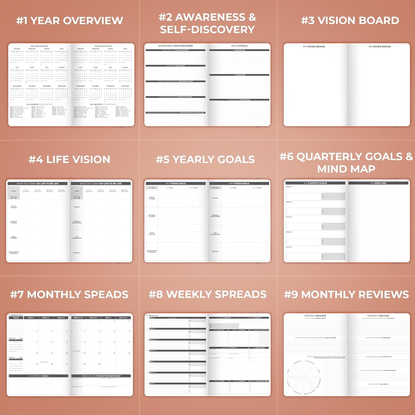 Clever Fox Planner PRO Dated (Jan 2025–Jan 2026) Weekly & Monthly Life Planner to Increase Productivity, Time Management and Hit Your Goals – Organizer, Gratitude Journal – A4 Size (Orange)