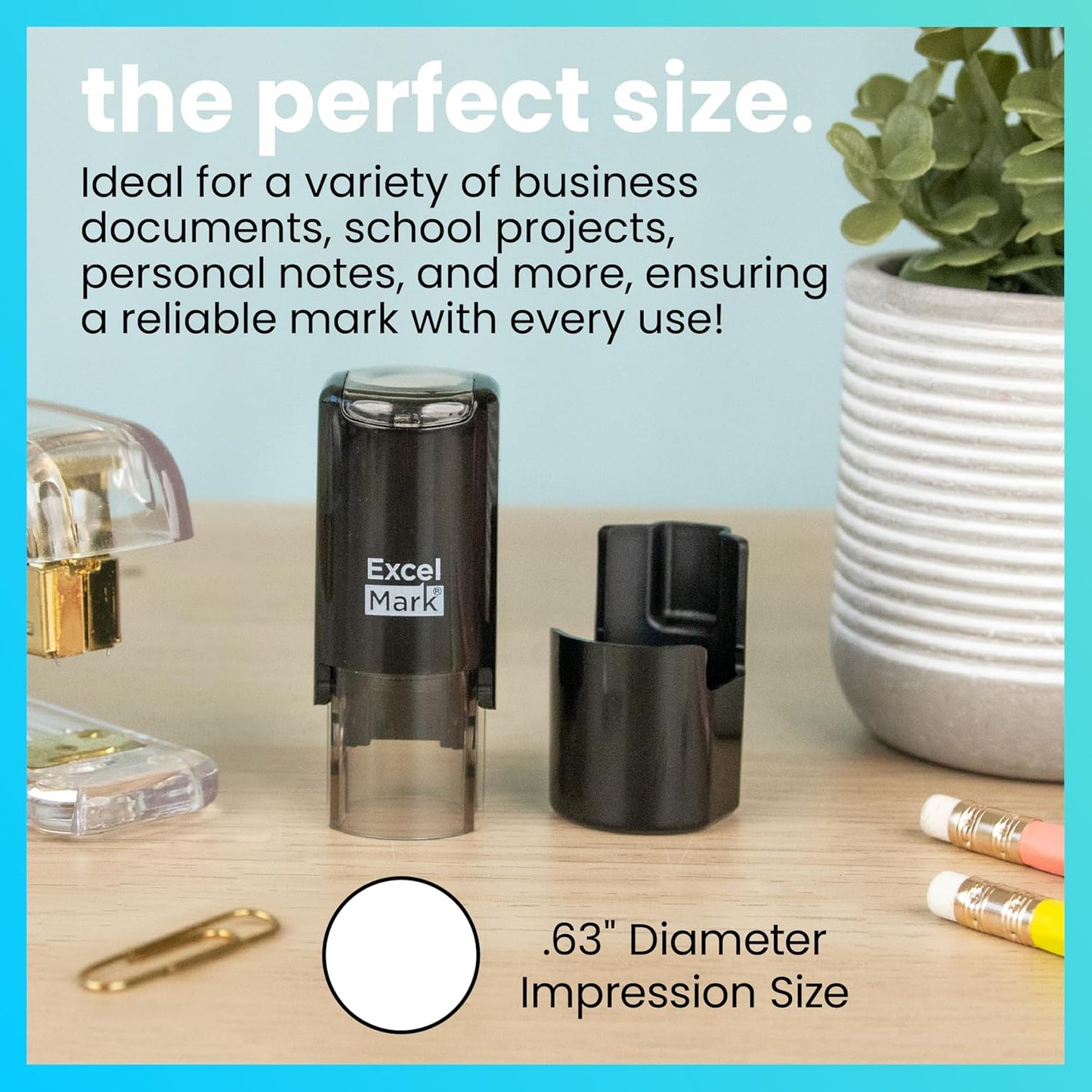 ExcelMark Round Teacher Stamp - Out of This World - RED Ink