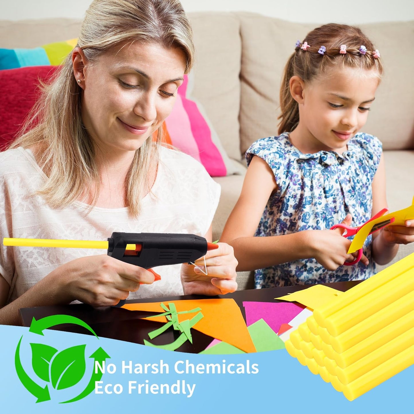 MATUFF Yellow hot Glue Sticks Full Size 0.43” Dia x 8” Long, 52 pcs Hot melt Adhesive Glue Sticks, All-Purpose Colored Glue Gun Sticks for Christmas Decoration Crafts Arts School Home Repair Bonding