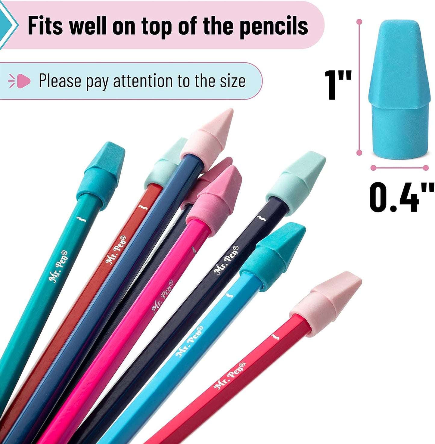 Mr. Pen- Pencil Erasers Toppers, 120Pack, Muted Pastel Colors, Erasers for Pencil, Pencil Top Erasers, Back to School Supplies