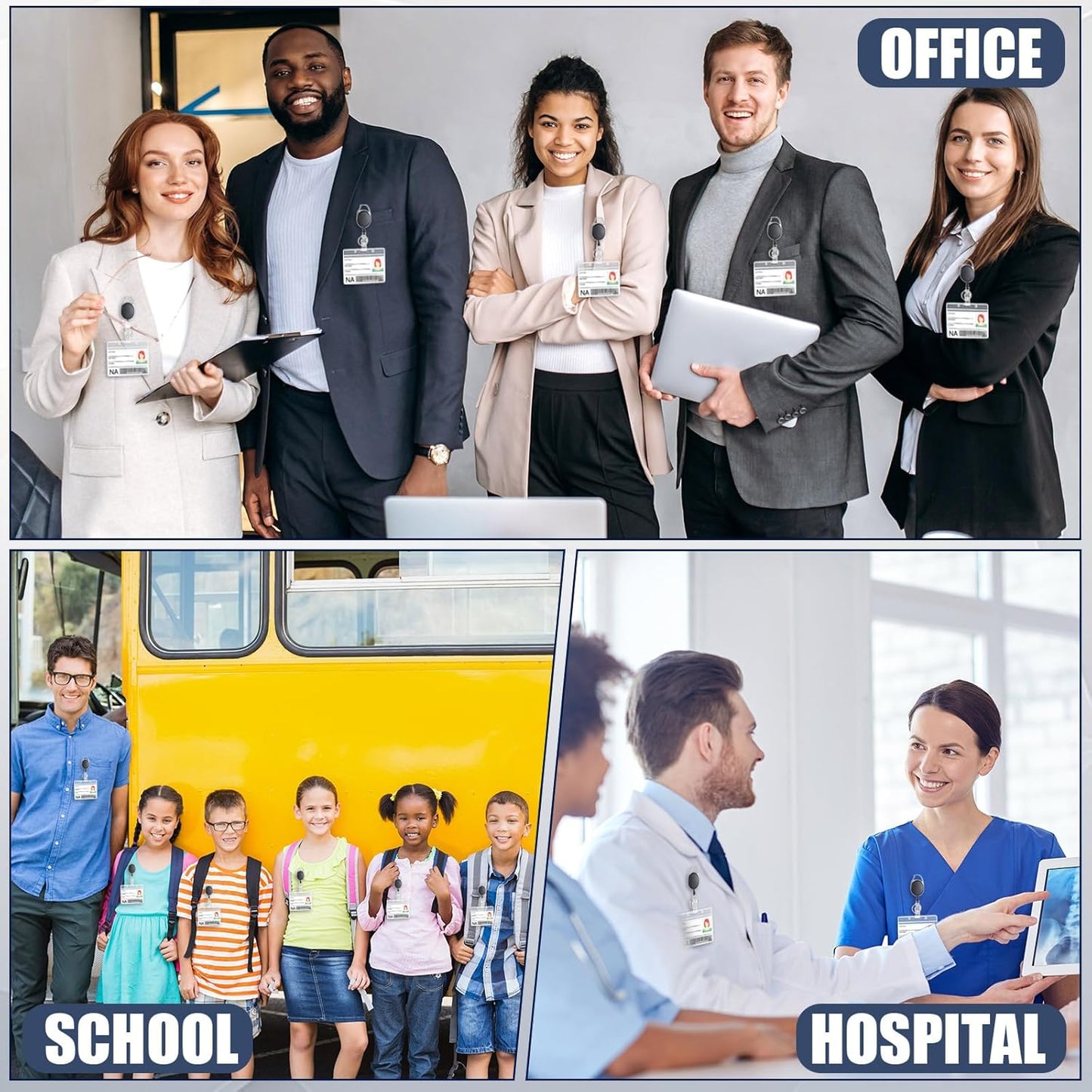 Laumoi 230 Packs Retractable ID Badge Holder Name ID Badge Reel Clips Keychain with Belt Clip and Key Ring for Office Worker Doctor Nurse Employee (Black)