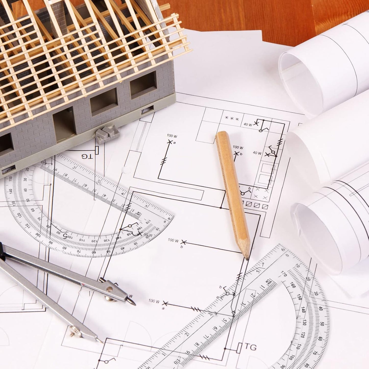 Zonon 6 Pieces Plastic Protractors Bulk Classroom Clear Math Protractors 180 Degrees 6 Inch for Geometry Student, Angle Measurement, Students Back to School Supplies Office Supplies