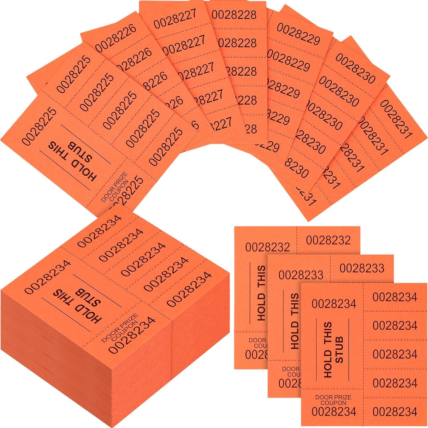 Kosiz 504 Sheets 5 Bid Raffle Ticket with Different Numbers Per Sheet Chinese Auction Tickets for Events Church Basket Auction Silent (Orange)