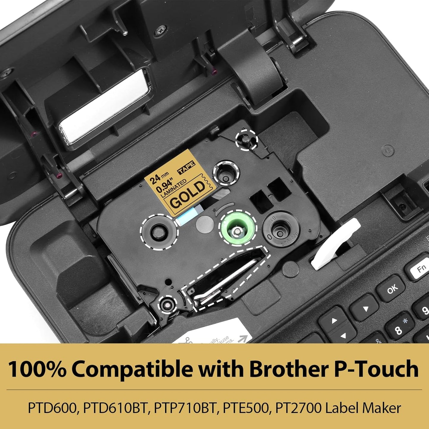 Label KINGDOM 24mm Gold Label Tape Replacement for Brother P-Touch TZe-851 1 Inch Black on Gold TZe TZ Tape 24mm 0.94 Laminated Compatible with Brother PTD600 PTD610AD PTP700 PT2730, 3-Pack