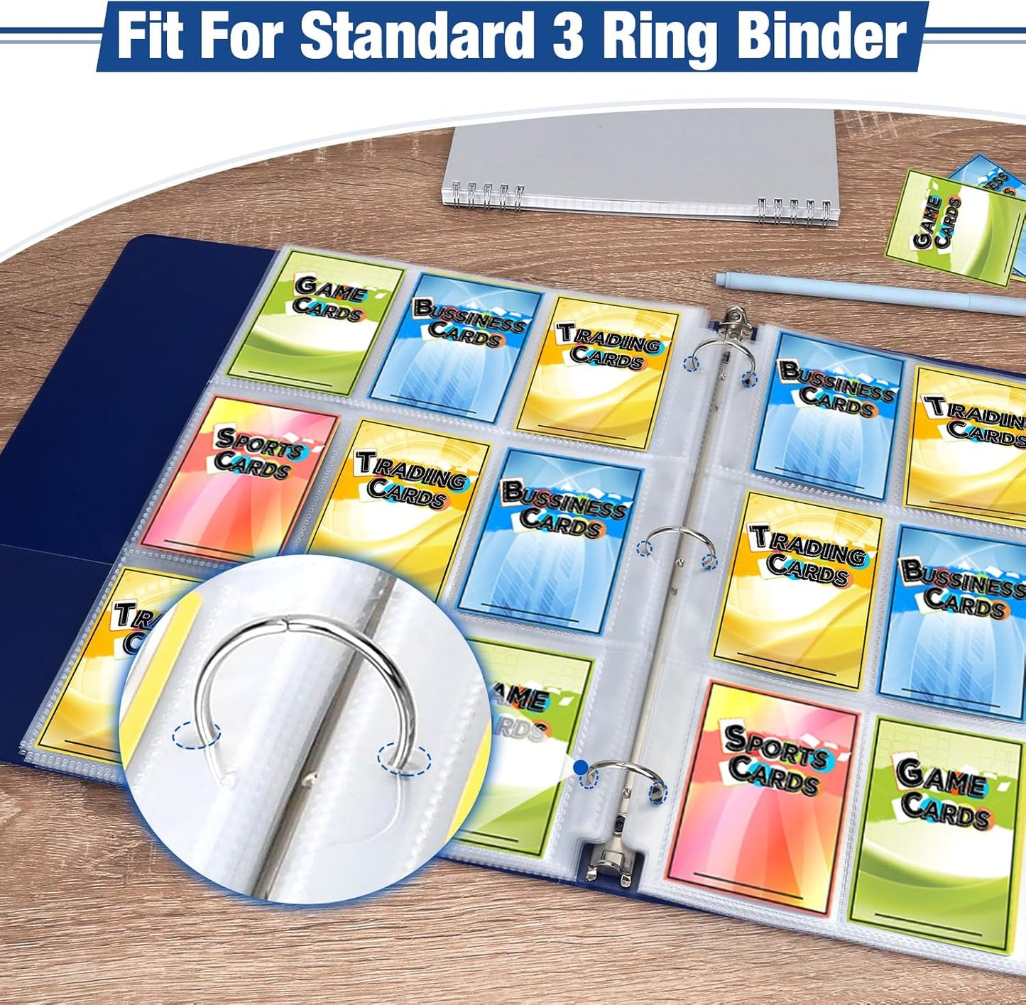 1548 Pockets Double Side Trading Card Sleeves, Fabmaker 9 Pocket Card Sleeves Binder Sheets for 3 Ring Binder, Long-Lasting Trading Card Binder Sleeves Fit for MTG, Baseball, Game, Business Cards