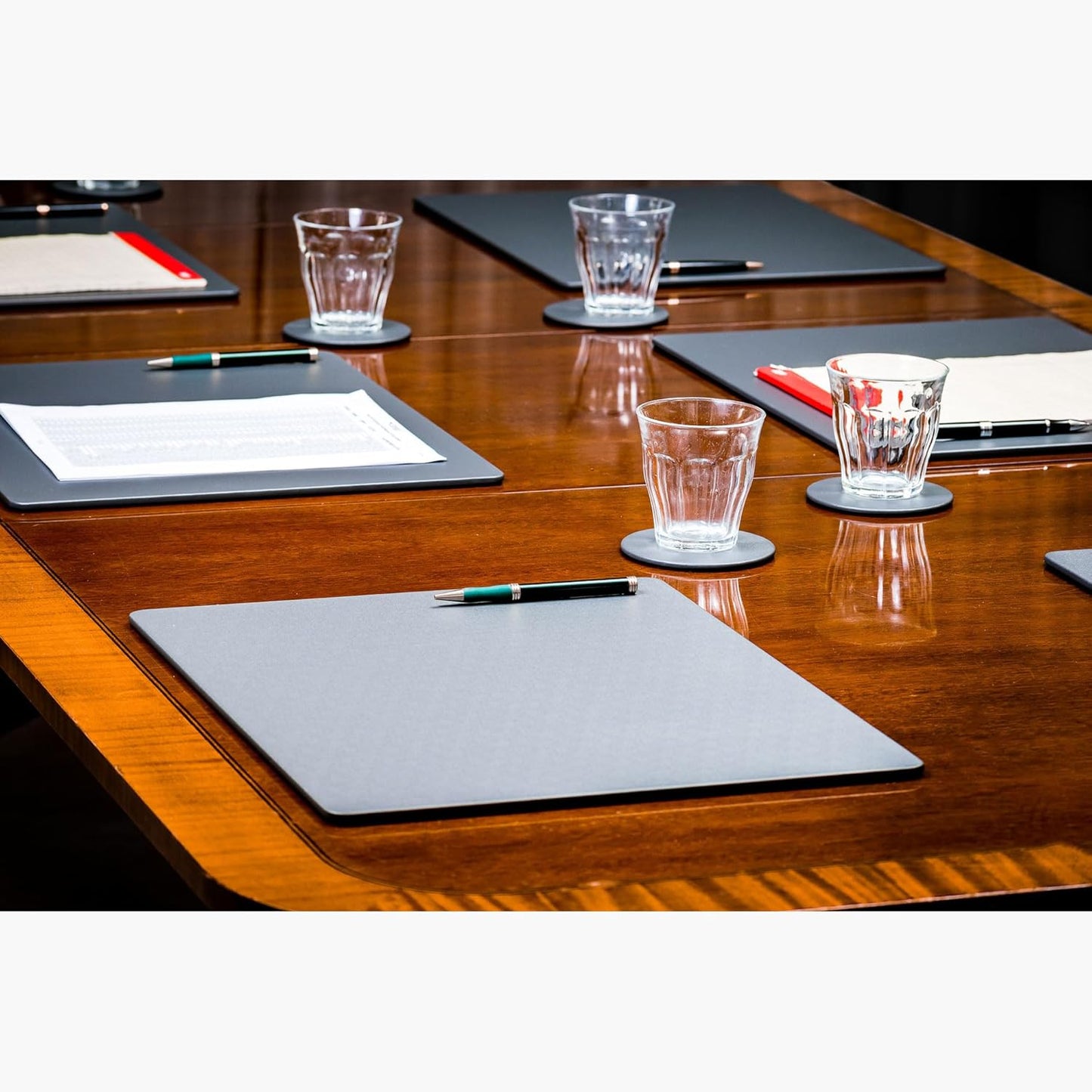 Dacasso 17" x 14" Gray Leatherette Luxury Conference Table Pad - Desk Blotter for Writing - Boardroom Organization & Executive Desk Decor