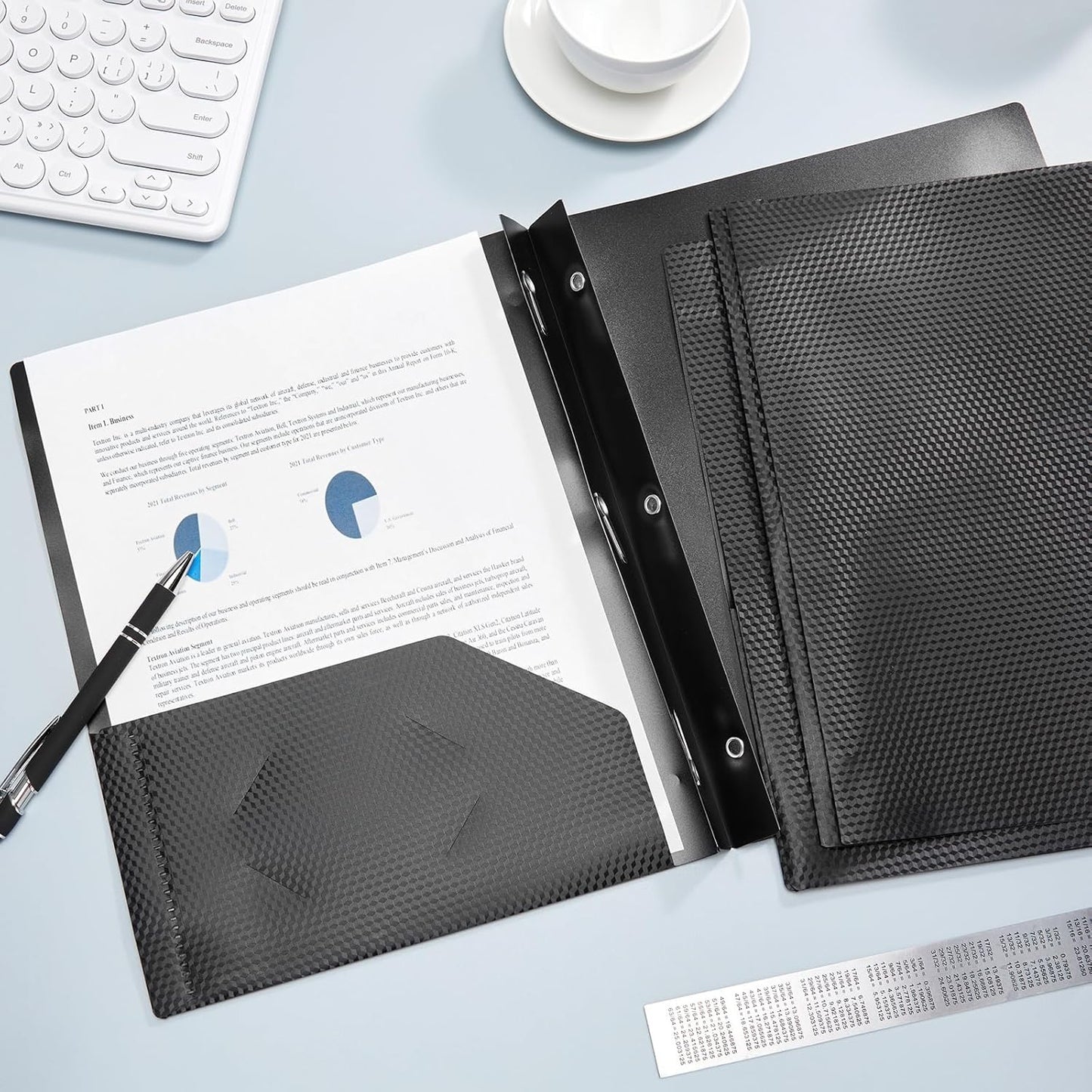 Patelai 48 Pcs Plastic Folders with 2 Pockets and 3 Prongs Home Folders with Card Slot Letter Size Heavy Duty Report Covers for Back to School(Black,Diamond)