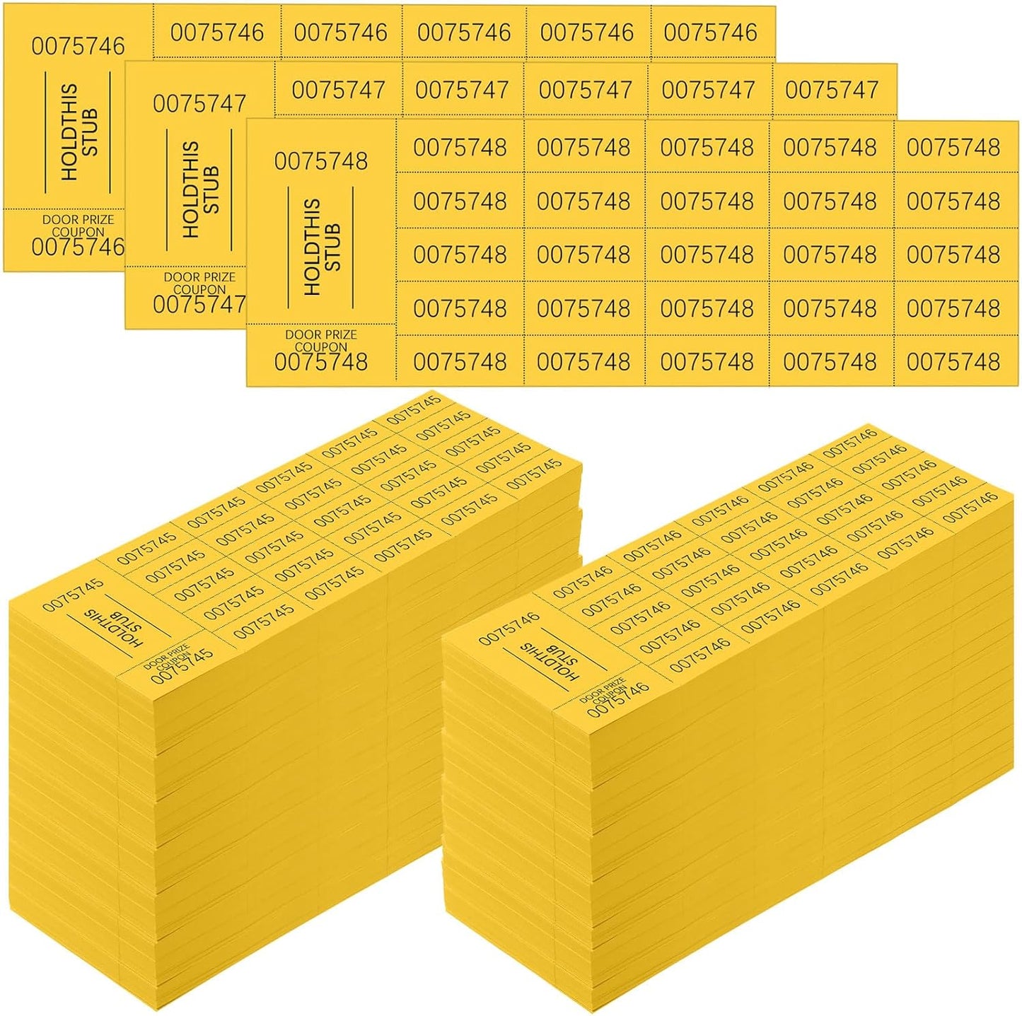 Kosiz 2000 Sheets Raffle Ticket 25 Bid Chinese Auction Tickets Tricky Tray Basket Raffle Sheets for Back to School Class Rewards Carnival Door Prizes Events(Dark Yellow)