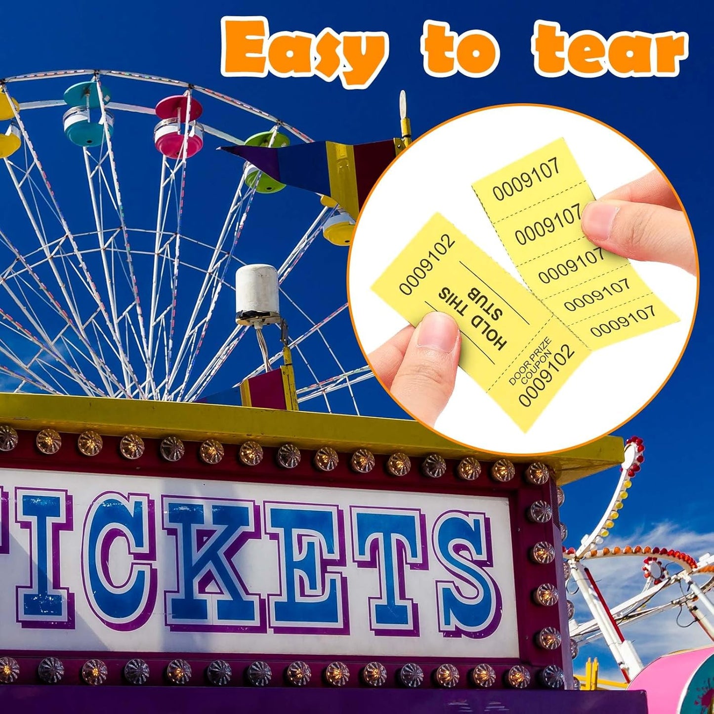 Kosiz 504 Sheets 5 Bid Raffle Ticket with Different Numbers Per Sheet Chinese Auction Tickets for Events Church Basket Auction Silent (Dark Yellow)