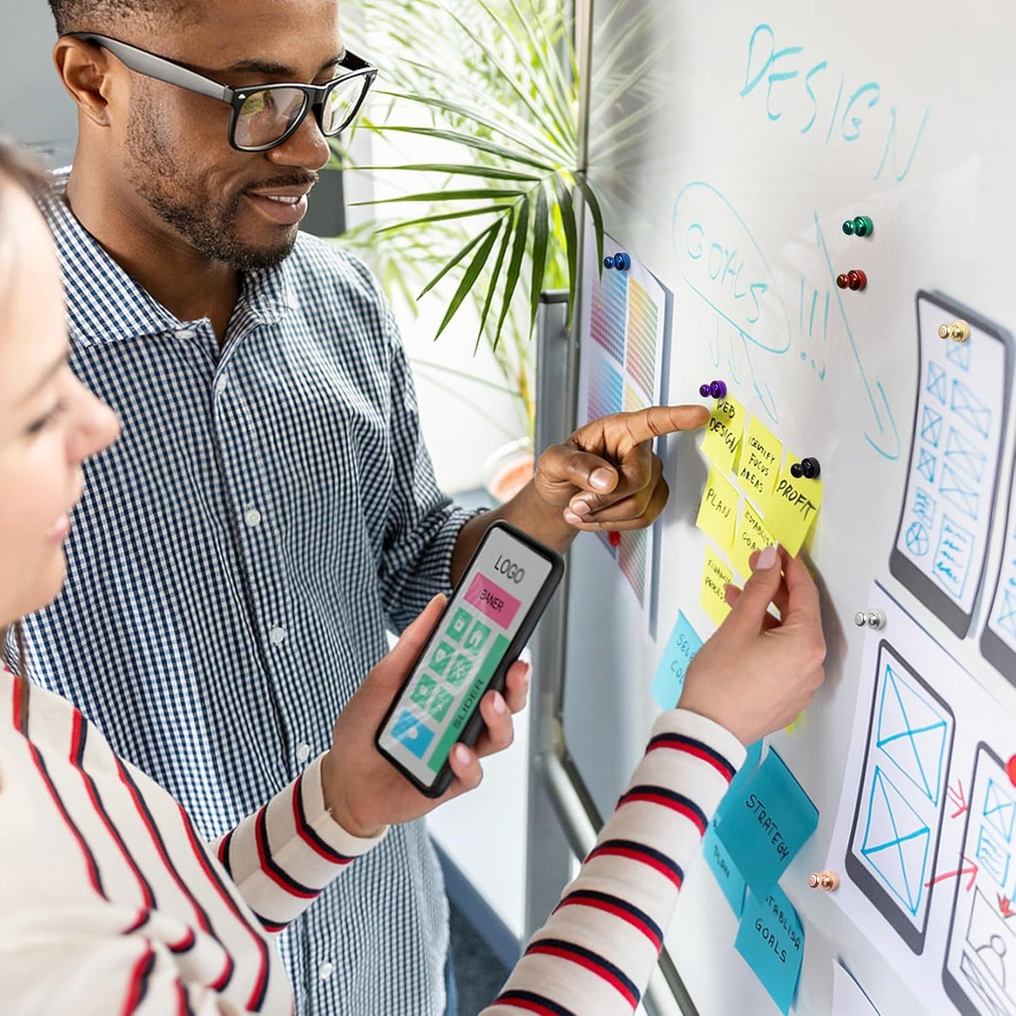 Strong Whiteboard Magnets, Refrigerator Magnetic Push Pins for Kitchen, Rose Gold Neodymium Magnets for Fridge, Office, Gadgets, Locker Accessories, Bulletin Board, 18 Pack