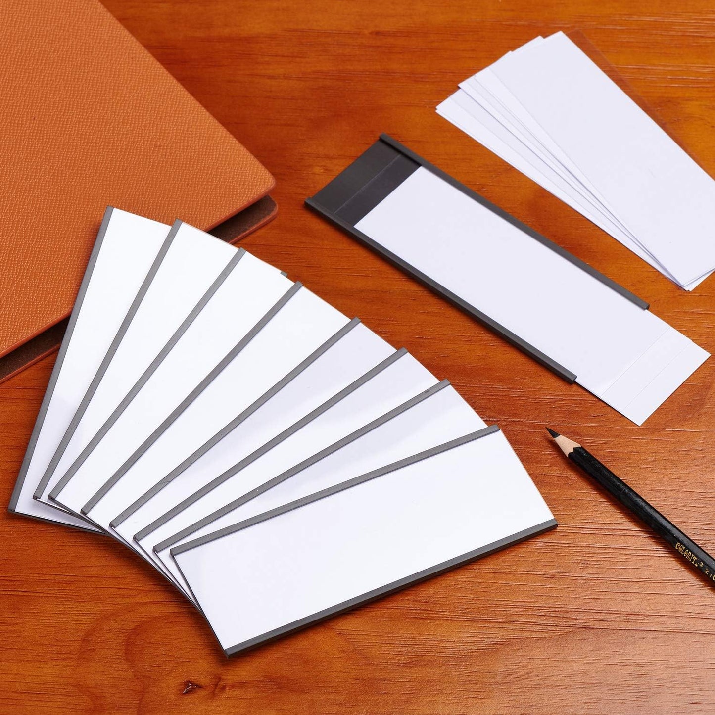 Eeoyu Magnetic Label Holders with Magnets Magnetic Data Card Holders with Clear Plastic Protectors for Metal Shelf, Whiteboard, Set of 50 (2 x 5.5 Inch)