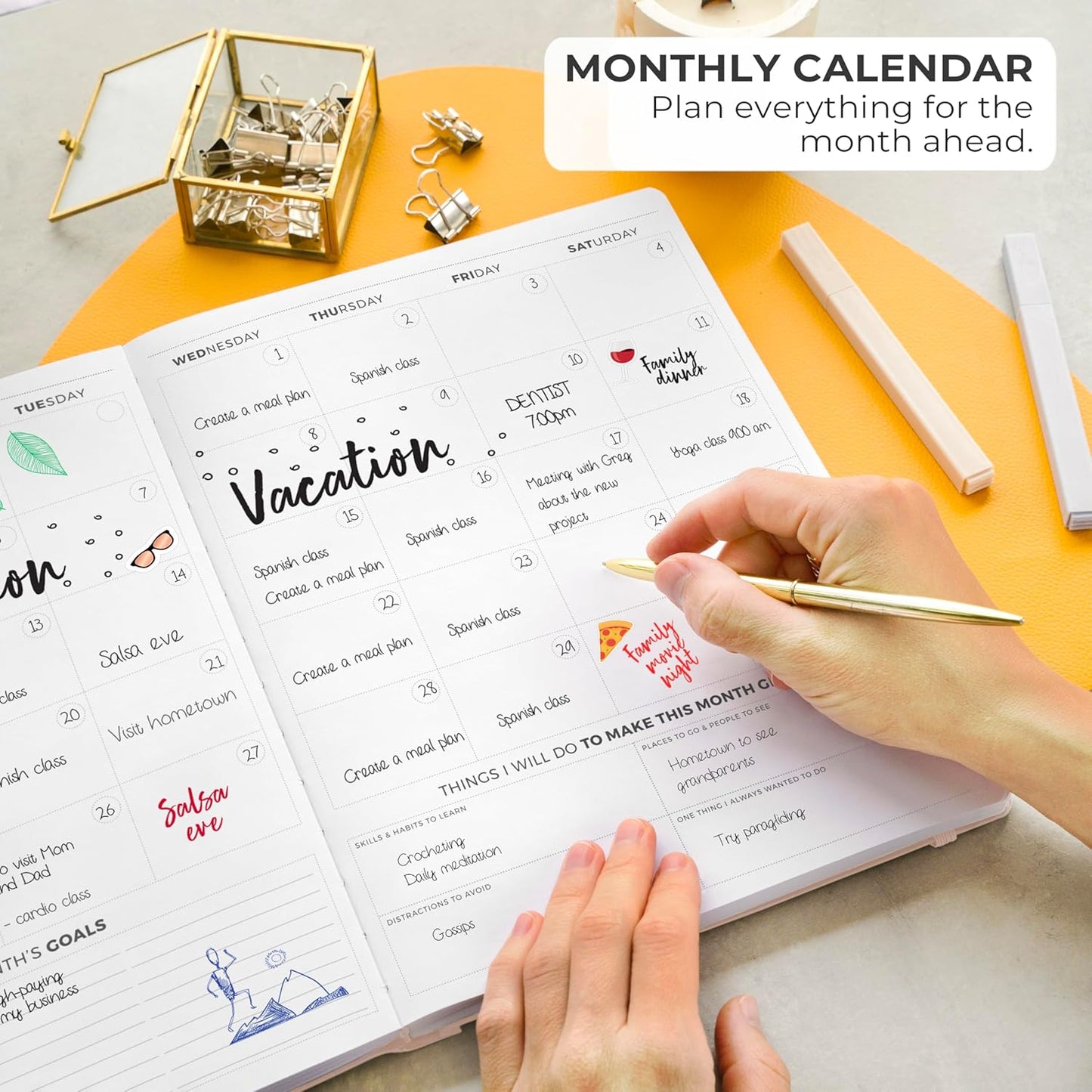 Clever Fox Planner PRO Light – Weekly & Monthly Life Planner to Increase Productivity, Time Management and Hit Your Goals, 8.5x11″ (Rose Gold)