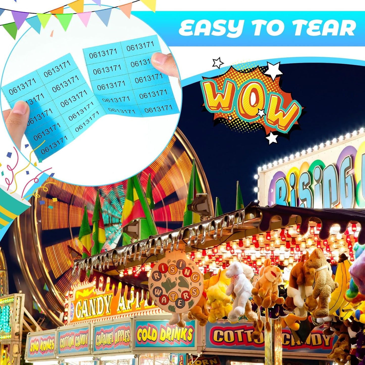 Kosiz 1000 Sheet 20 Bid Raffle Tickets Chinese Auction Tickets Sheets Auction Fundraiser Ticket Numbered with Name and Phone Number Per Sheet Raffle Tags for Silent Bidding (Lake Blue)