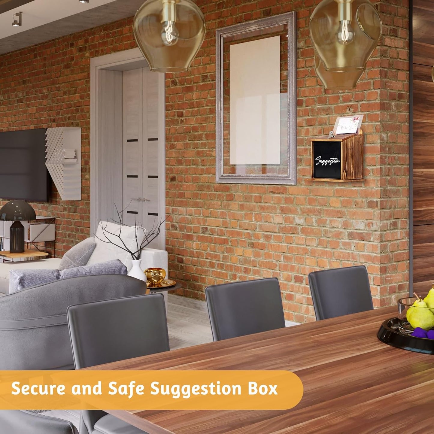 Suggestion Box with Slot Lock with 100 Suggestion Cards - Ballot, Donation, Comment Drop Box for Church, Office, Wedding - Wall Mount/Countertop