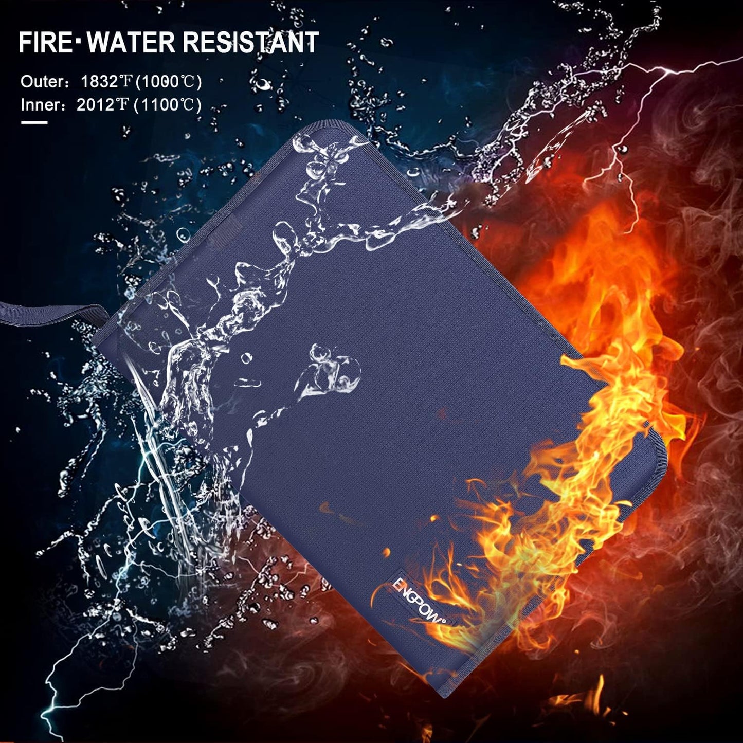 ENGPOW 13 Pocket Expanding File Folder,Fireproof Accordion File Folder Document Organizer with Zipper Closure,Portable Filing Organizer Safe with Colorful Tabs for A4/Letter Size Paper,Files(Blue)