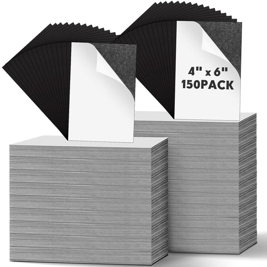 Macarrie 4 x 6 Adhesive Magnetic Sheets with Adhesive Backing Cuttable Magnetic Paper Stickers Flexible Peel and Stick for Picture Crafts Die Storage Photos(150 Pcs)