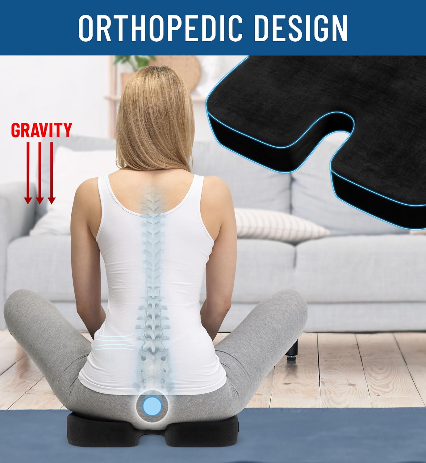 Everlasting Comfort Memory Foam Car Seat Cushion for Long Driving - Back Pain, Sciatica, Tailbone Pain Relief - Adult Booster Wedge Seat Cushions for Car, Truck Seats - Non-Slip, Washable Cover