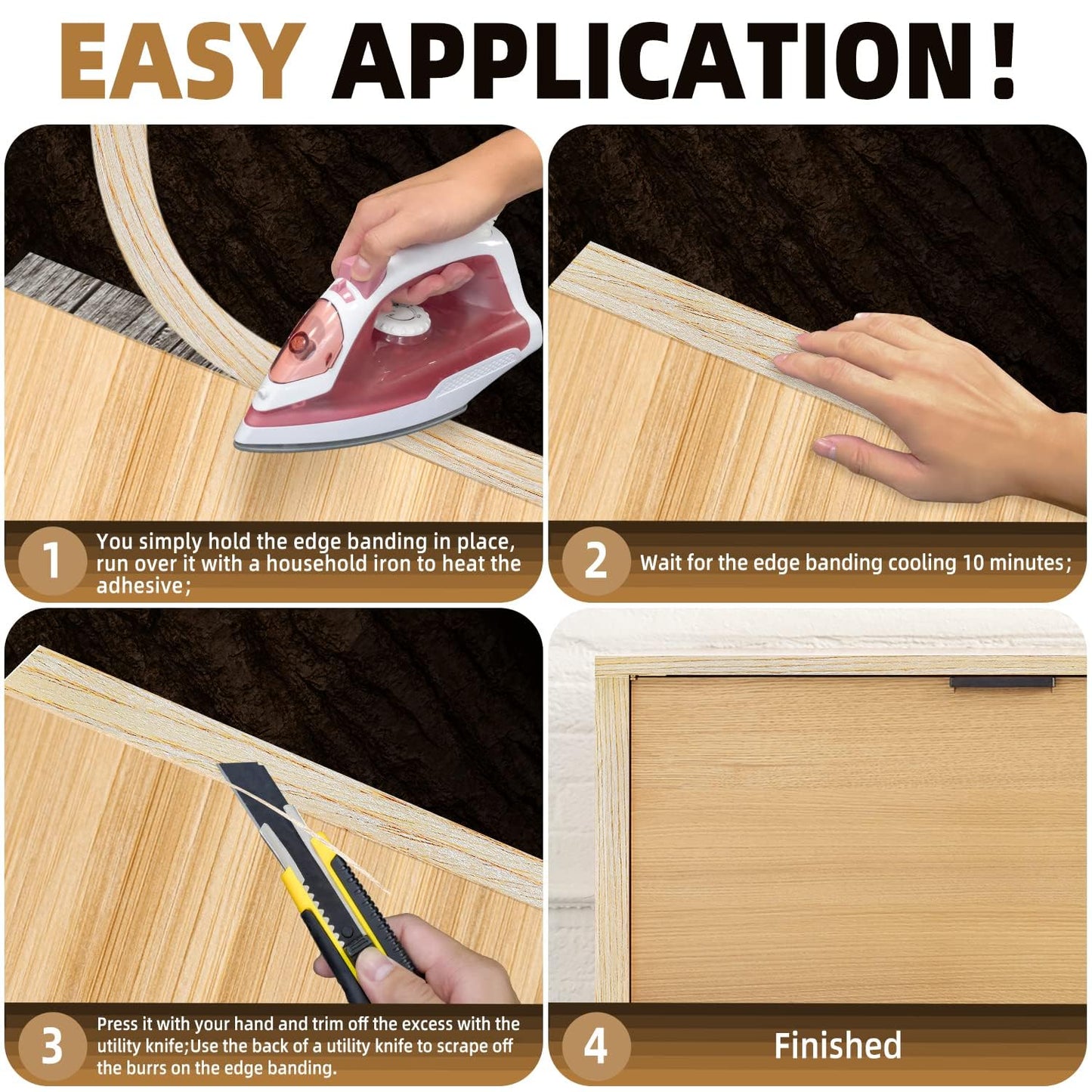 GSCIT Club Oak Edge Banding, 3 inch x 25ft roll of Veneer Edge Banding Preglued Flexible, Real Wood Tape Banding