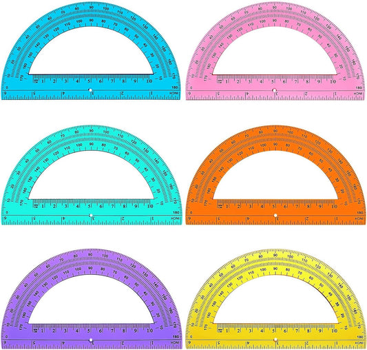 Zonon 100 Pieces Protractors Bulk Plastic 180 Degrees 6 Inch Translucent Protractors for Geometry, Angle Measurement, Students School Supplies