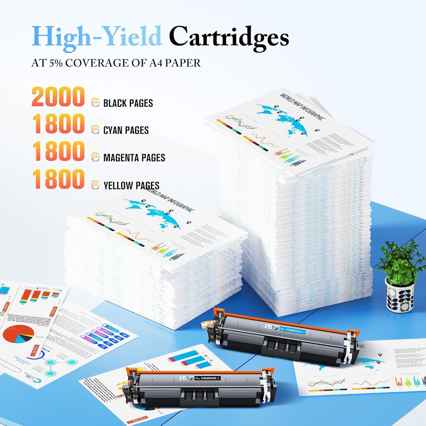 LxTek 210A 210X Toner Cartridges 4 Pack (with Chip) Replacement for HP 210A 210X W2100A W2100X Compatible with HP Color Laserjet Pro MFP 4301fdw 4301fdn Pro 4201dw 4201dn Series Printer (BCYM)