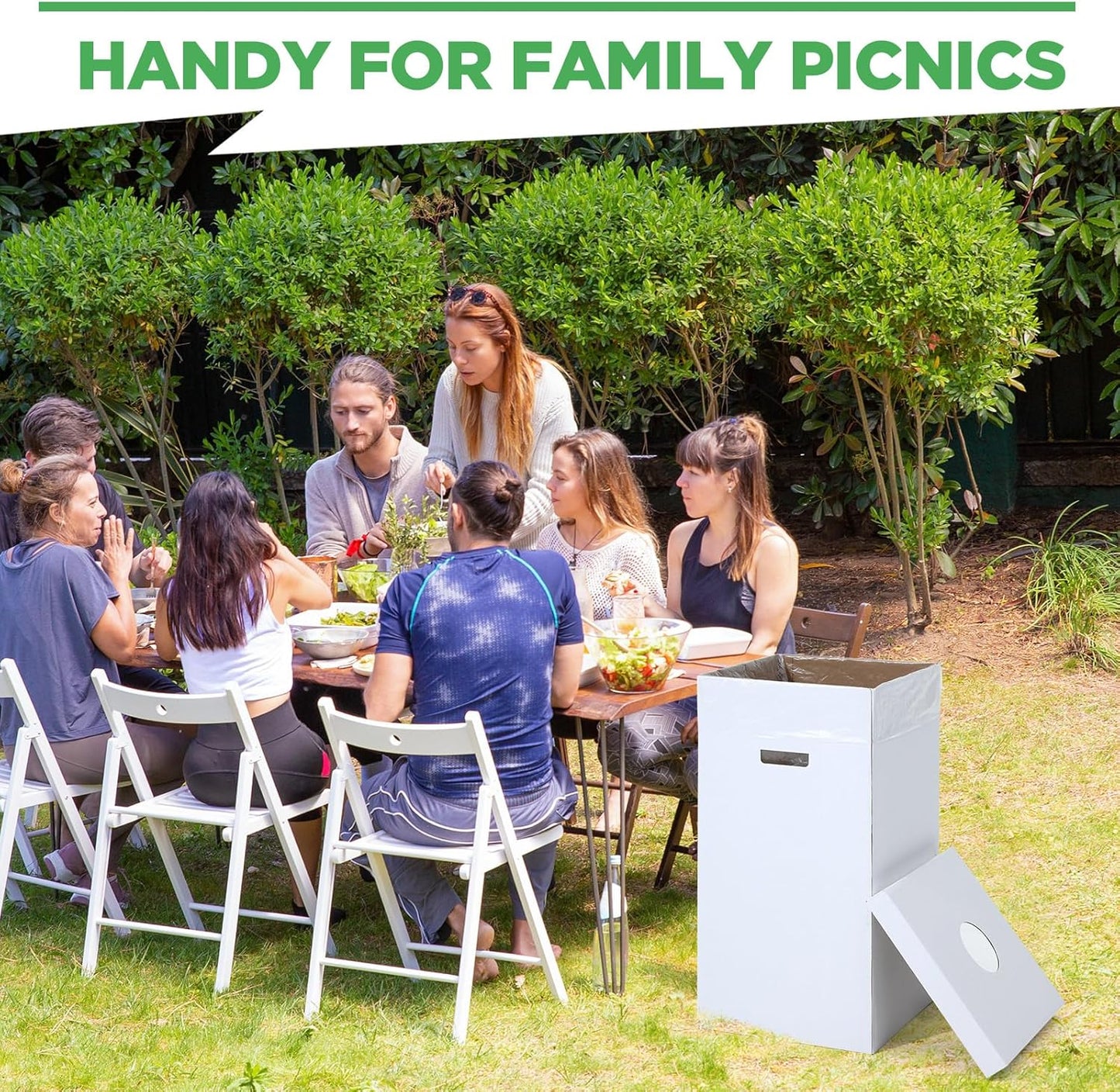 3 Pcs Cardboard Trash Cans with Lid Disposable and Reusable Corrugated Cardboard Trash Cans Recycling Bins Bulk with 6 Garbage Bags White Rubbish Boxes for Parties Events(30 Gallon)