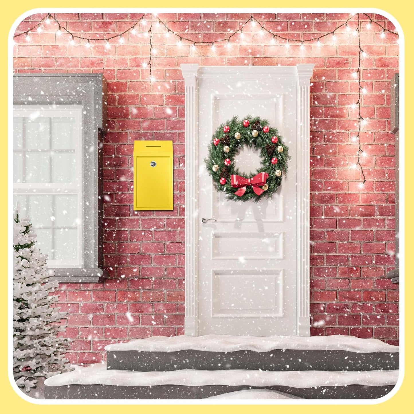 Metal Donation Cash Box Collection Safe Suggestion Box with Lock Wall Mounted Mailbox Delivery Ballot Container for Home Office Outdoor Door