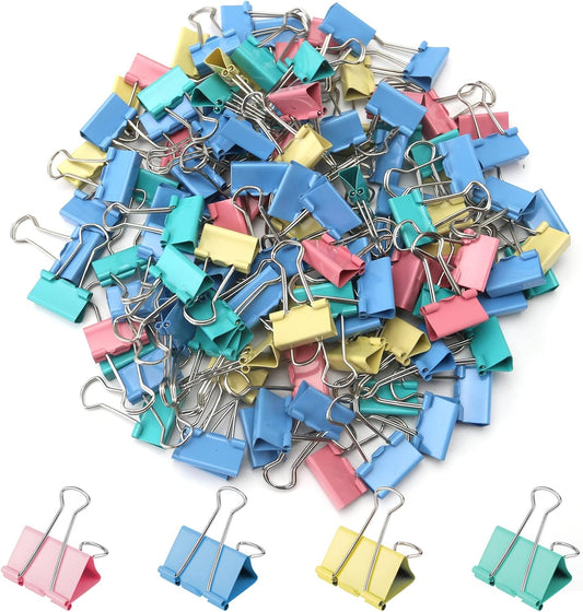 120 Pack Binder Clips 0.75 Inch, Small Paper Clamps, Assorted Color Mini Clips for Office Supplies, Home, School and Business