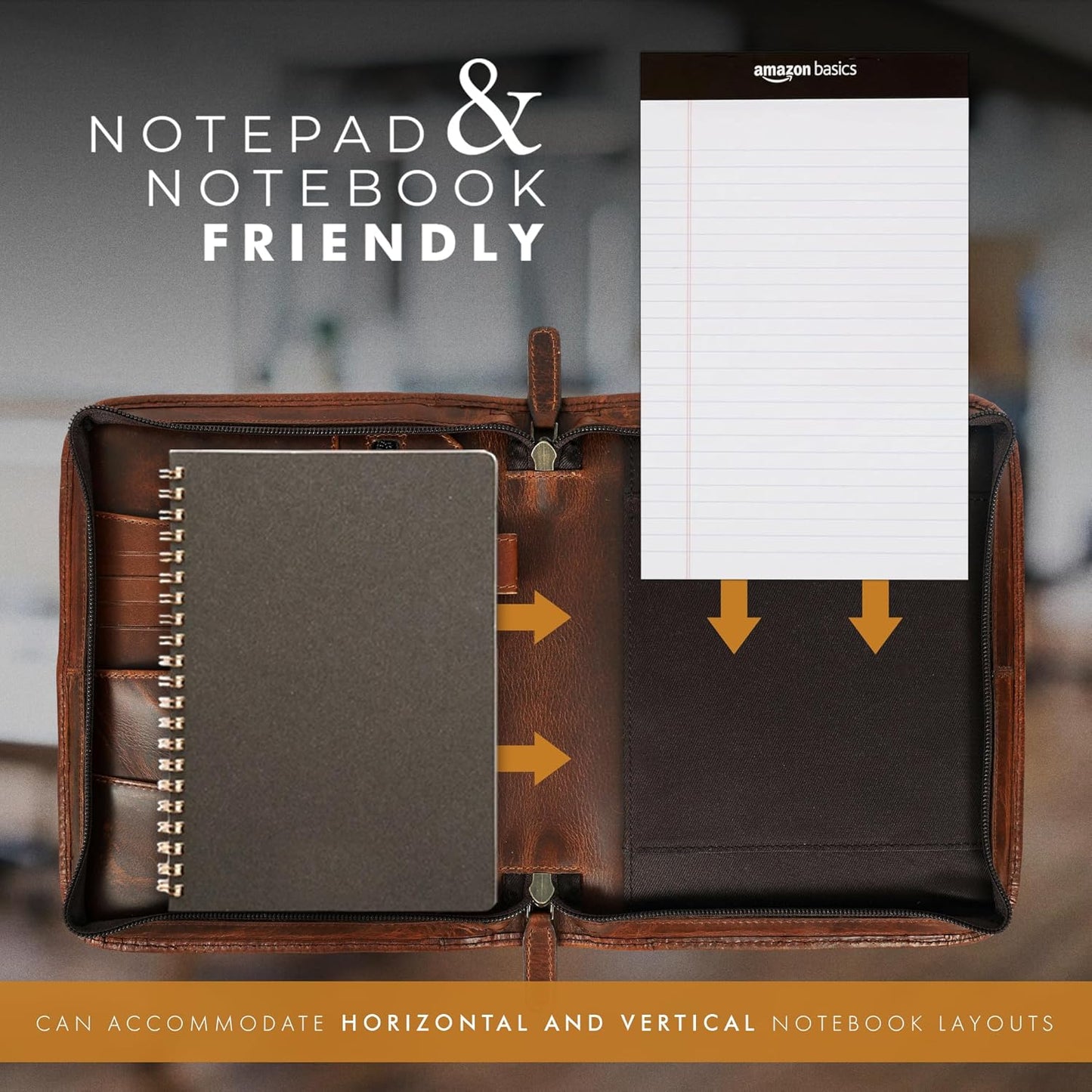 ELIZO Leather Portfolio Leather Padfolio Folio A5 Notebook Cover Work Folder Business Portfolio Organizer Binder Men Women Small Antique