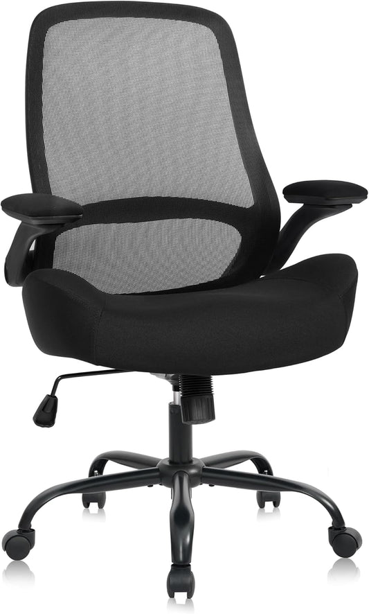 HYLONE Heavy Duty Office Chair, 5" Thickened Seat Ergonomic Desk Chair with Adjustable Armrests, Home Office Computer Chairs for Long Hours Mesh Executive Chair(Black)