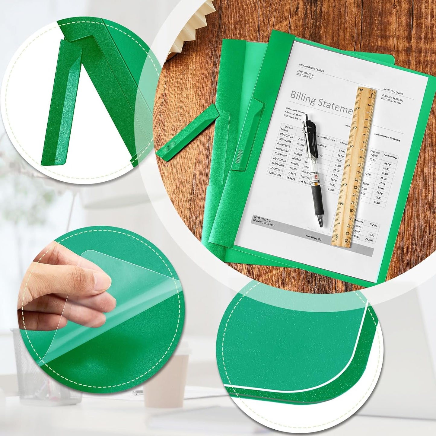 Maitys 25 Pack Clear Report Covers with Clip 11.4 x 9 Inch Presentation Folders Transparent Front Cover Portfolio Folder Resume Folder Interview Report Folders for Letter Size(Green)