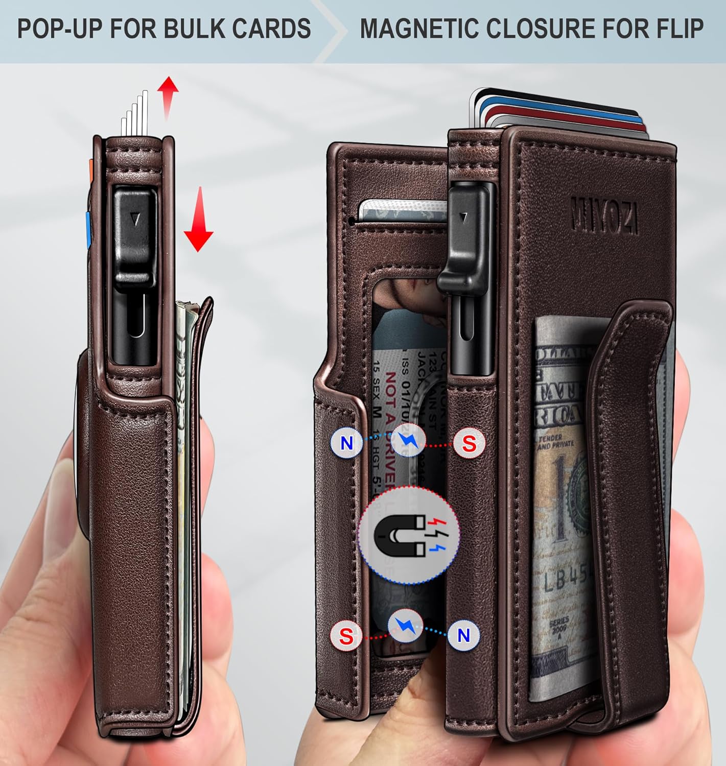 Airtag Wallet for Men,with Money Clip 10 Cards Metal Case Smart Slim Pop Up Credit Card Holder Flip with Magnetic Closure RFID Blocking wallet with Gift Box