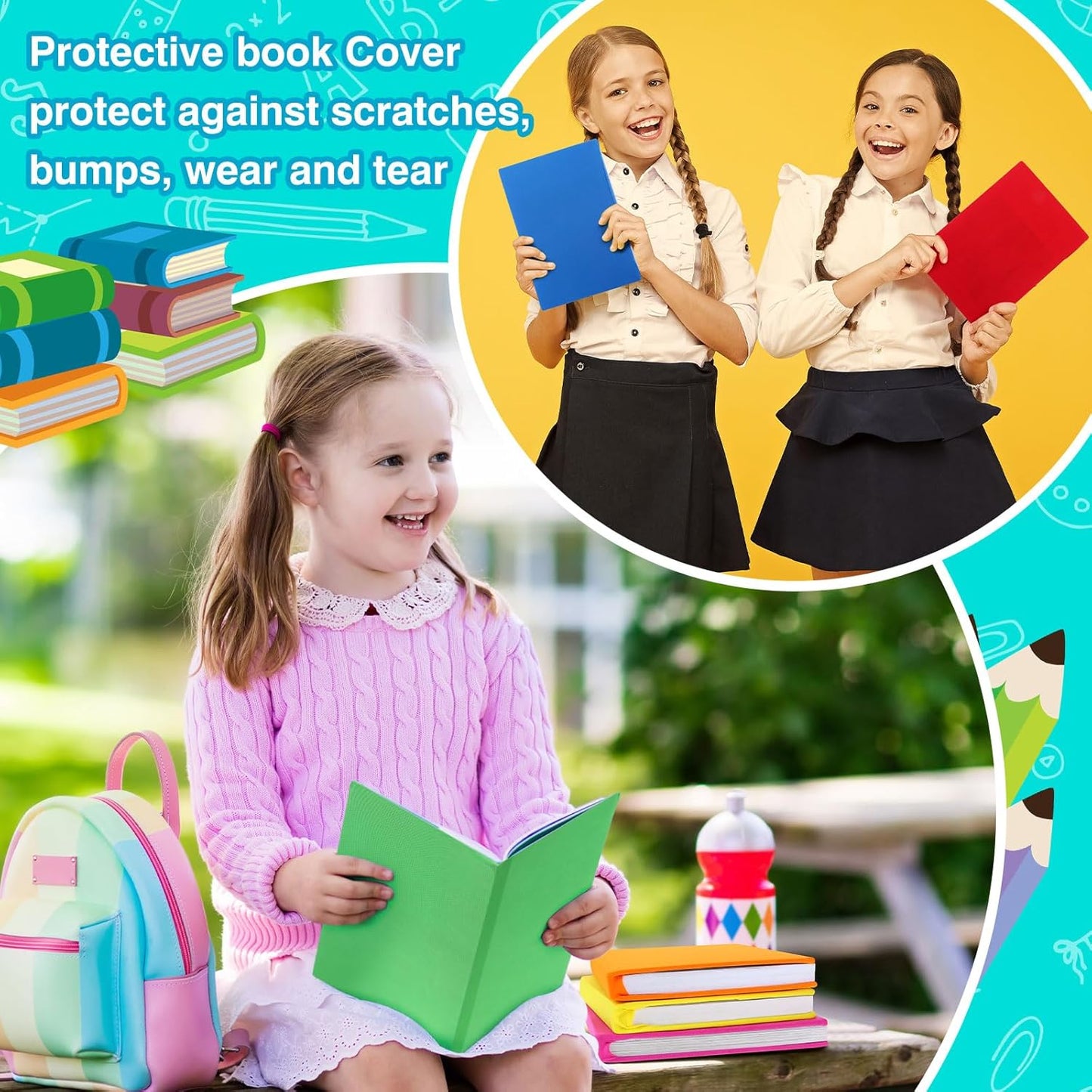 Sherr 14 Pack Stretchable Jumbo Book Sleeve Covers 14.5 x 9 Inch Stretchable Book Covers Fabric Book Cover Protector Reusable Book Cloth for Classroom Most Hardcover Book About 9 x 12 Inch