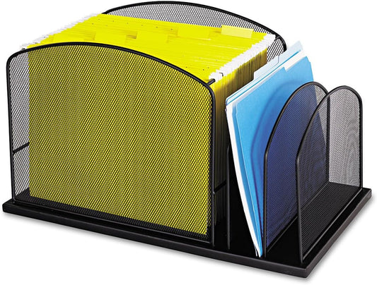 Safco 3259BL Onyx Mesh Hanging File with 2 Vertical Sections, Black