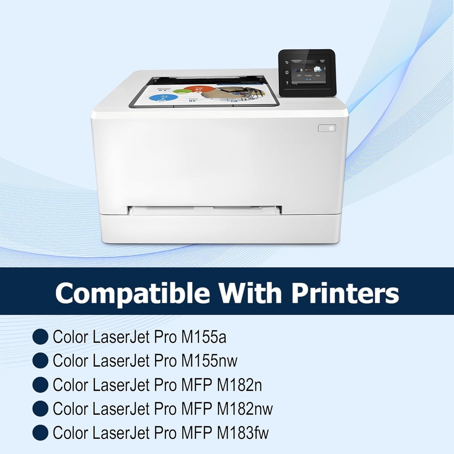 215A Toner Cartridges Works with HP Color Laser Pro M182nw M183fw M182 M183 M155 Series Printer Ink (Black Cyan Yellow Magenta - 4Pack)