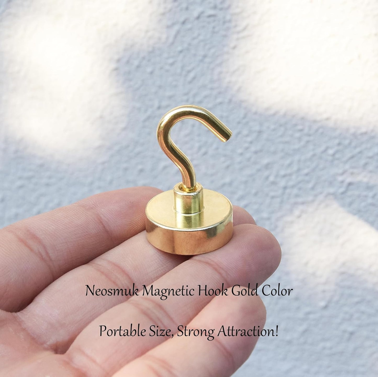 Neosmuk Magnetic Hooks,Heavy Duty Earth Magnets with Hook for Refrigerator, Extra Strong Cruise Hook for Hanging, Magnetic Hanger for Cabins, Grill (Gold, Pack of 4)