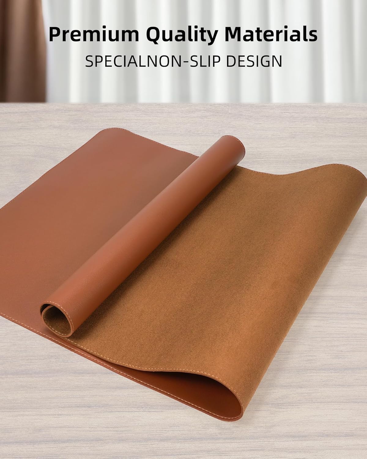 Leather Desk Pad Protector,55"x17" - Premium Desk Mat, Office Desk Mat, Large Mouse Pad,Non-Slip Desk Blotter,Waterproof Desk Writing Pad for Office and Home(Brown)