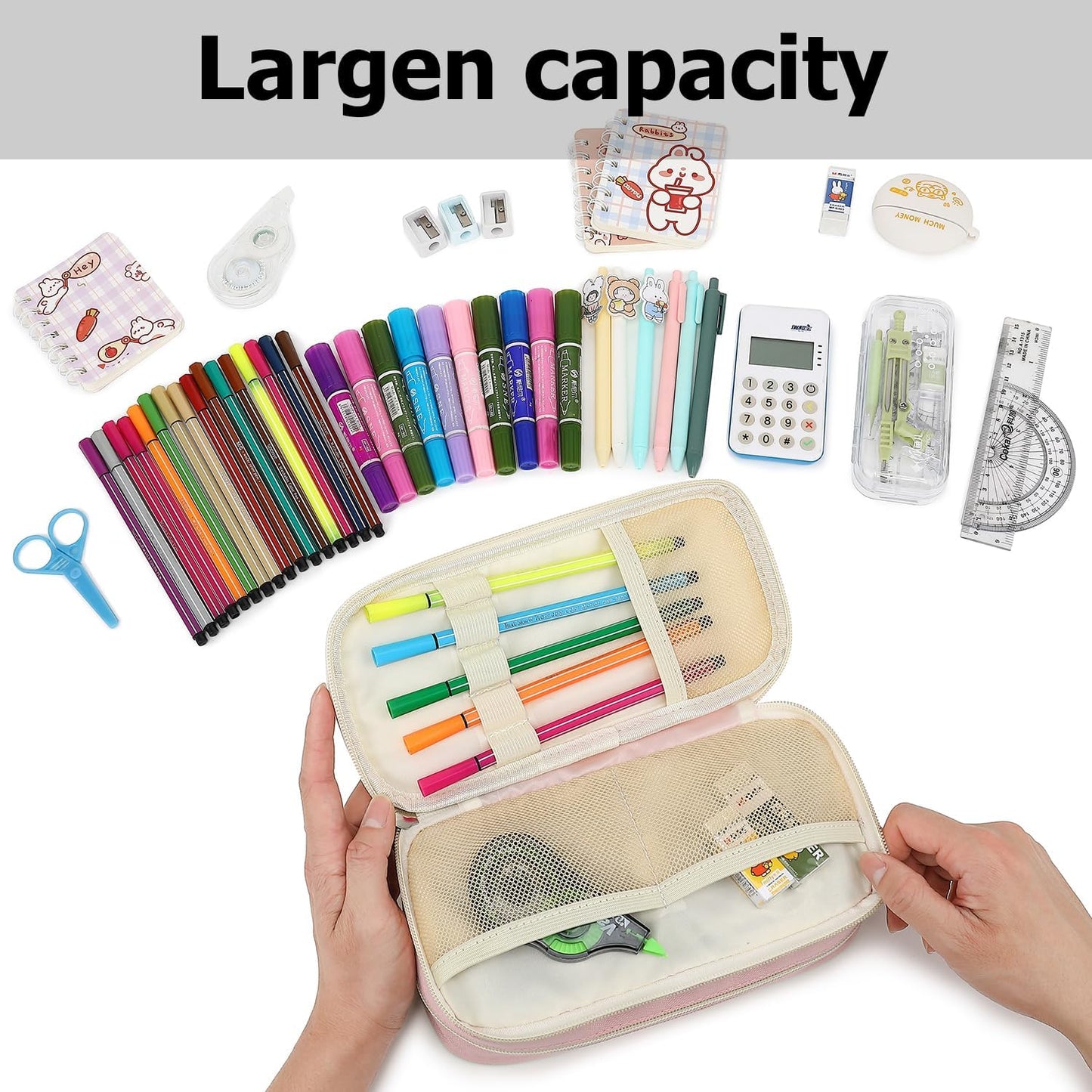 Large Capacity Pencil Case Multi-Slot Pencil Pouch Durable Pencil Box Portable Office Pen Bag with Zipper