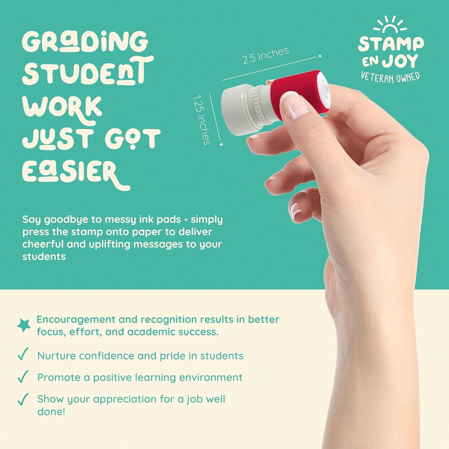 8 Self-Ink Flash Stamp Set, Multicolor Teacher Stamps for Classroom, Pre-Inked, Refillable Stamps (North Star Set)