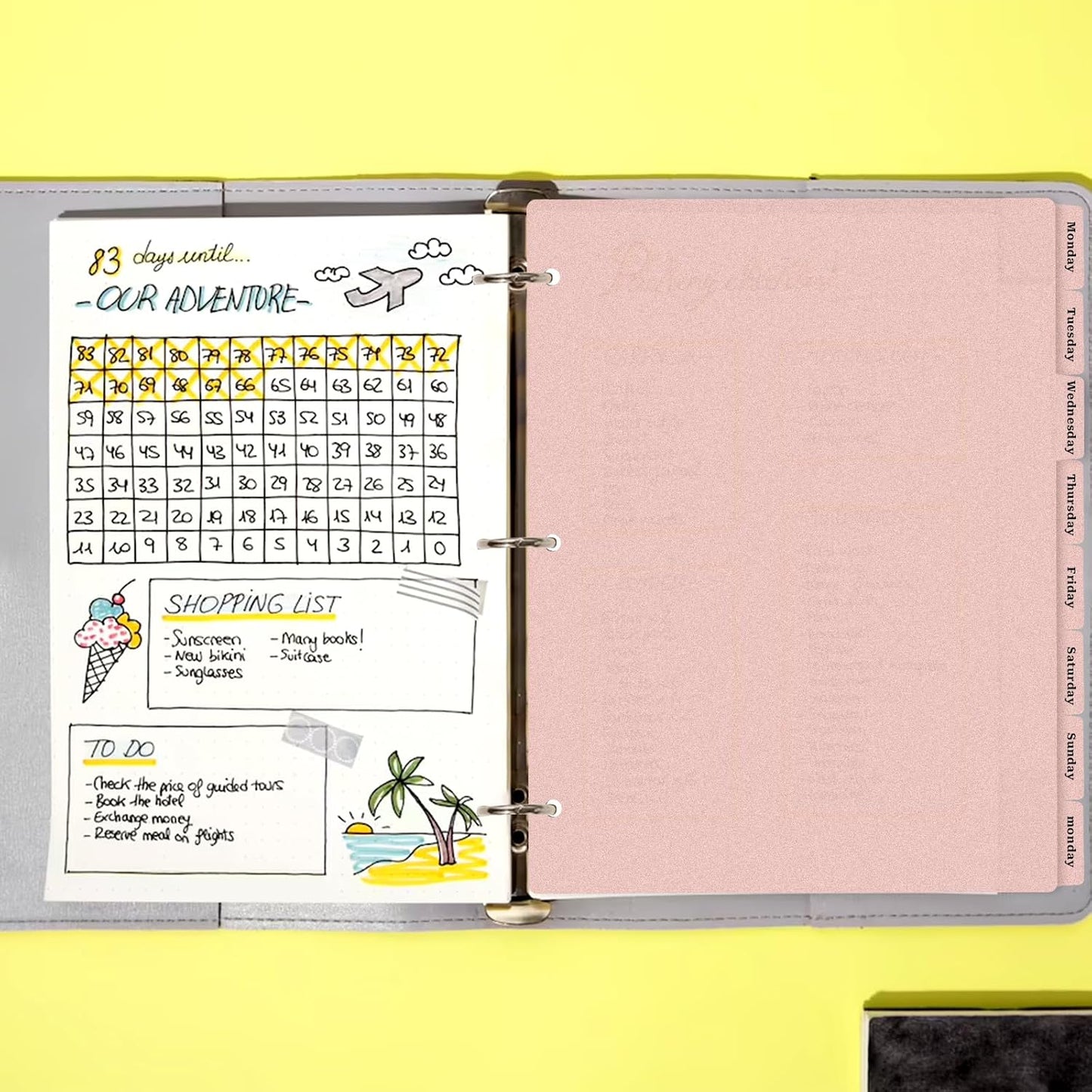 3 Ring Pink Binder Dividers with 8-Tabs, A4 Pink Binder Dividers, Sturdy Plastic Dividers, Aesthetic Dividers for Binder, Suitable for Notebooks and Binders, Tabs for Binder, 3 Hole Punch (Pink,A4)