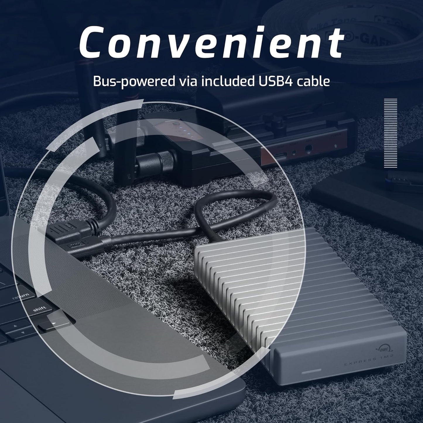 OWC Express 1M2 80Gb/s Portable NVMe SSD USB4 (Thunderbolt Compatible/USB-C) Ultra Fast External SSD Drive with Aluminum Heat Sink Enclosure (Enclosure Only)