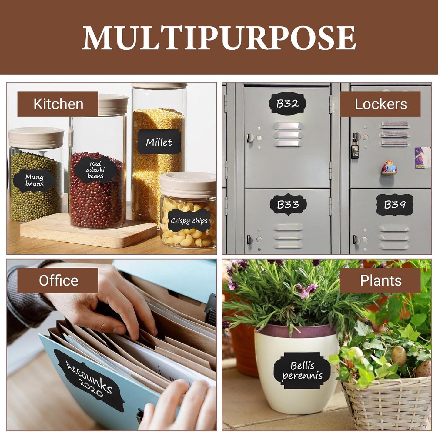 Chalkboard Labels 500 PCS, Reusable Black Labels for Jars, Suitable for Storage Boxes,Food Containers, Spice Containers, Kitchens, Weddings, Craft Making