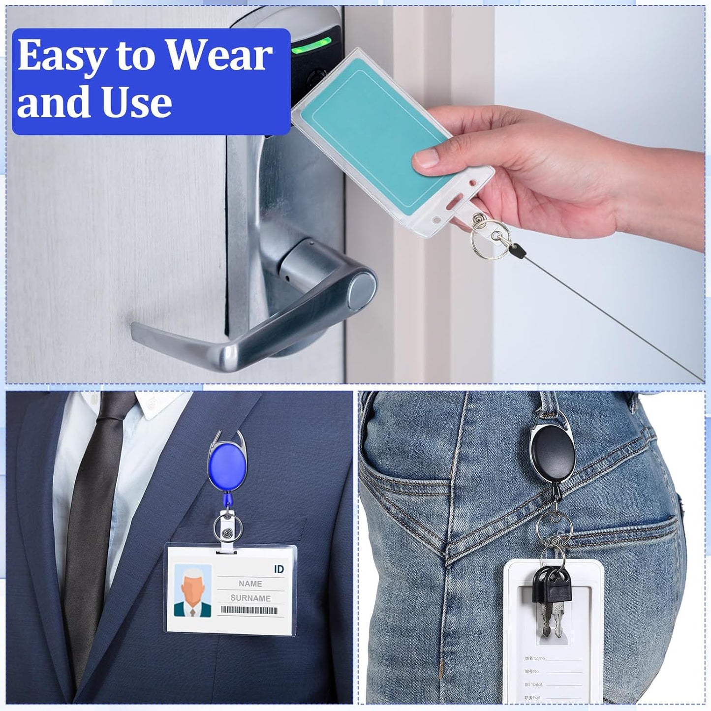 Yaomiao 120 Pack Retractable Badge Holder Reel with Clips Heavy Duty ID Card Holder Reels Bulk with Key Ring for Office Worker Doctor Nurse Employee School Students (Mixed Colors)