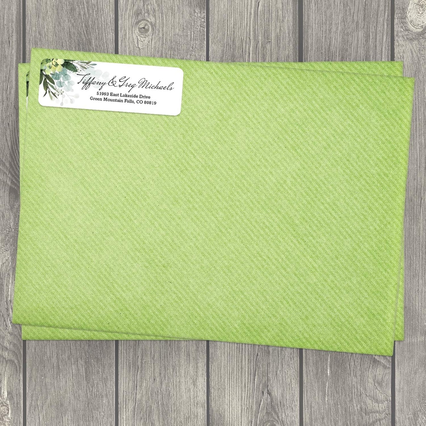 Floral Greenery Rolled Address Labels/Roll of 250 Personalized Address Labels/Designer Return Address Stickers in Elegant Plastic Dispenser