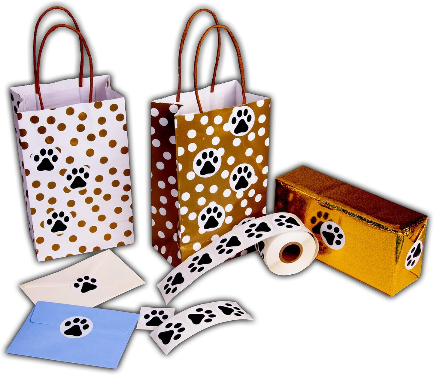 Paw Prints Animal Stickers- 500 1.5" Labels, Dog Paw Prints for Kids, Parties, Vets, Kennels, and Mailing. Made in The USA by Kenco (Black Paws)