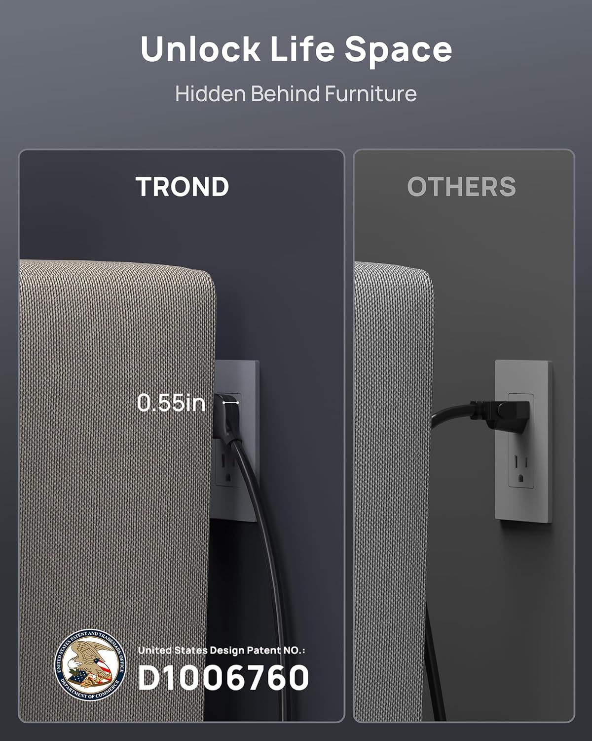 TROND Surge Protector Power Strip 15 ft Cord - Long Extension Cord, 13 Widely-Spaced Outlets Expansion with USB C Ports, 4000 Joules, Flat Plug, Wall Mount, ETL Listed, Office Desk Accessory, Black