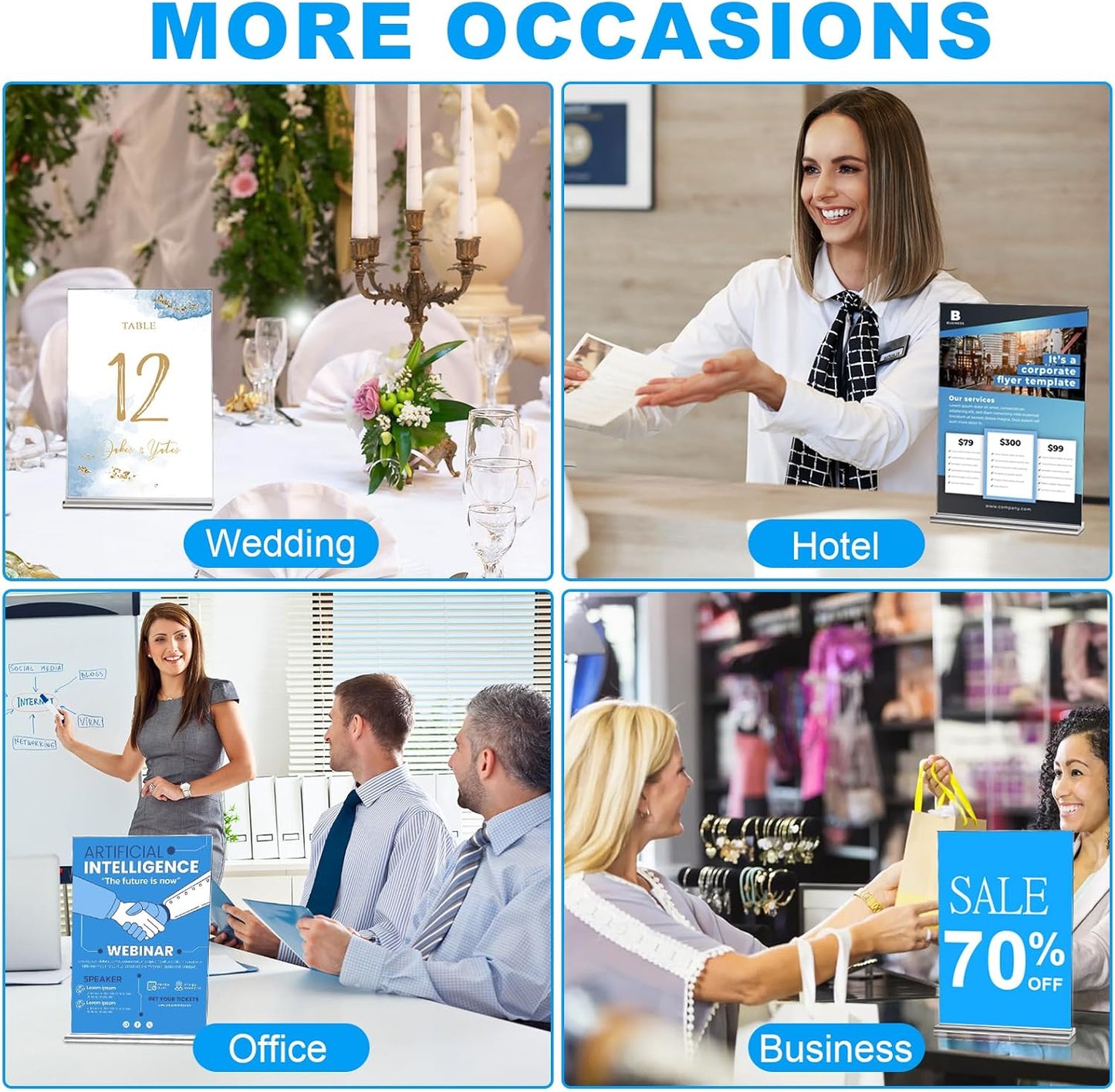 EHWINE 10 Pack Acrylic Sign Holder 4x6, Double-Sided Stand up Table Top Sign Holders, Clear Acrylic Picture Frame Paper Holder Display Stand for Office Business Store Wedding Party