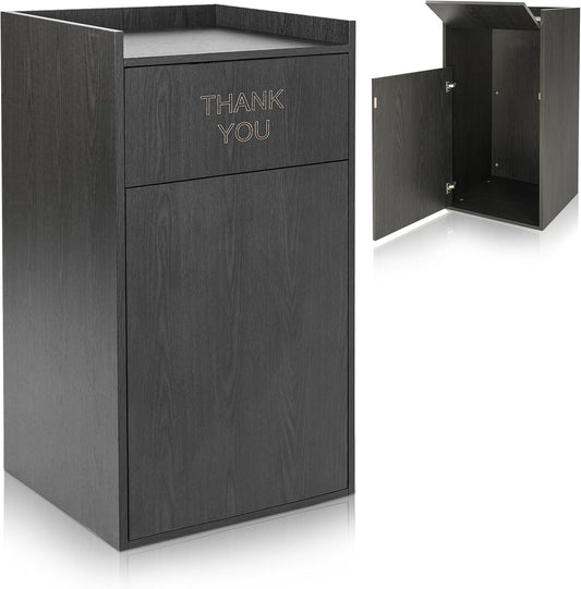 Alpine Restaurant Trash Can Cabinet - Commercial Trash Can 40 Gallon, Garbage Receptacle Indoor with Tray Holder for Restaurants, Cafeterias (Espresso Black)